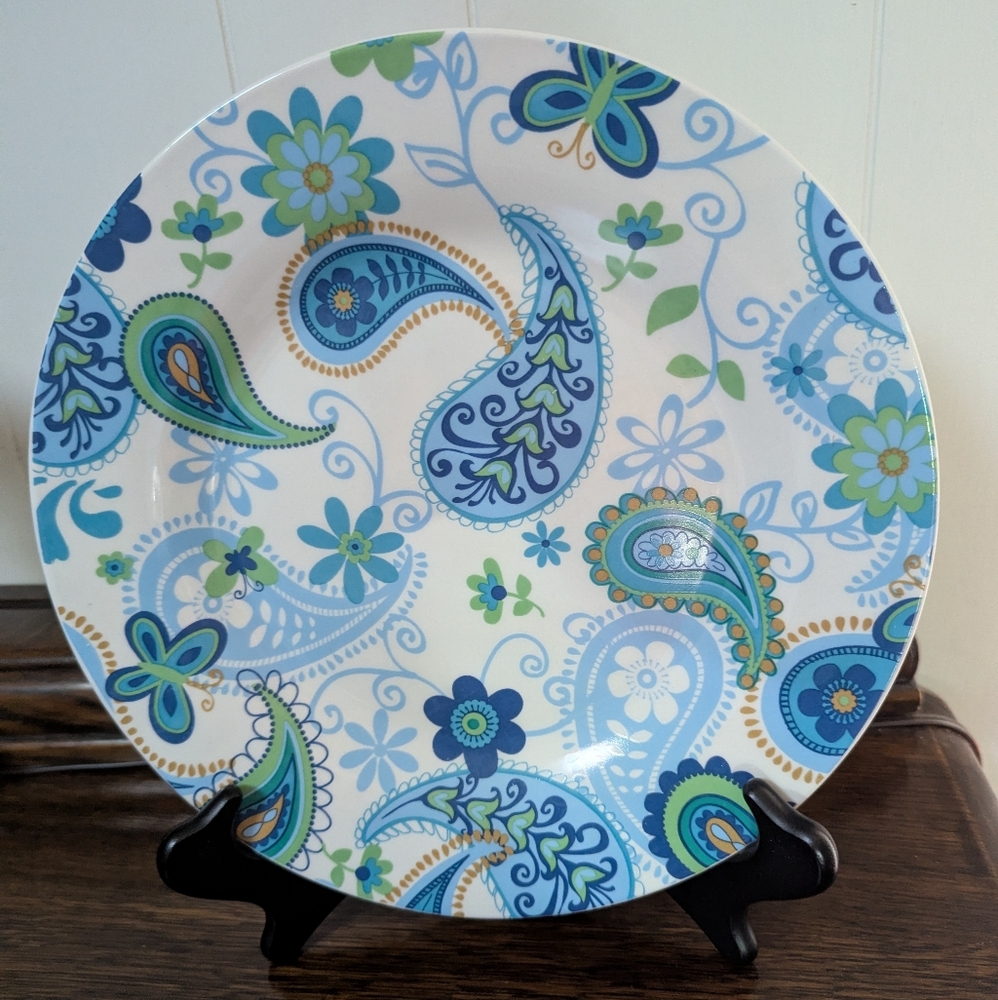 S467 Royal Norfolk Blue and Green Paisley Dinner Plate